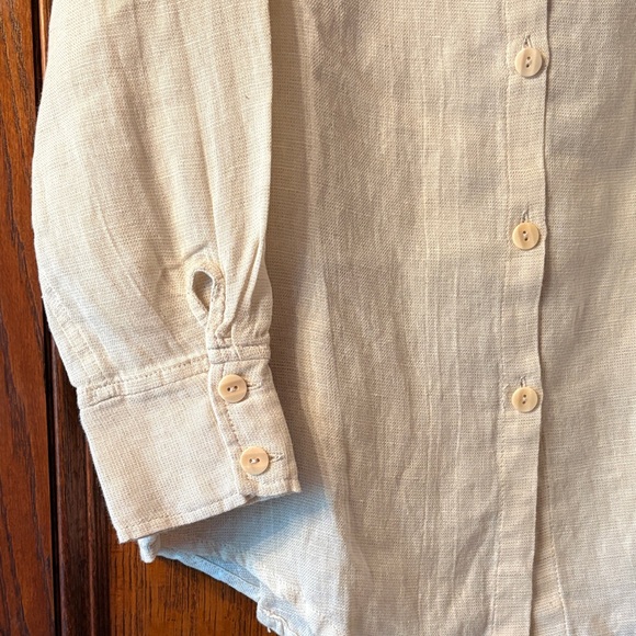 FLAX Linen Cream Button-Up Shirt - Picture 3 of 4